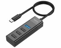 Type-C HUB Hoco HB25 4-in-1 (Type-C to USB3.0+USB2.0*3) черный