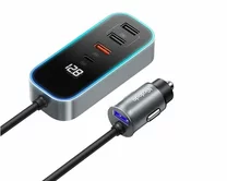 АЗУ 1USB + 3USB + 1USB-C  для пассажиров, McDodo CC-1900, 107W, дисплей, черный, 1.5м