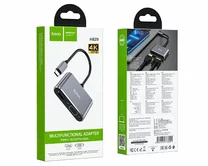 Type-C HUB Hoco HB29 Easy-lead (HDTV+VGA) серый