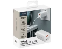 СЗУ-1USB + USB-C Deppa PD 3.0, QC 3.0, 65W, GaN, белый