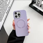 Чехол iPhone 11 Leather Candy MagSafe (лиловый)