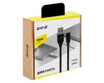 Кабель Axxa microUSB - USB нейлон, 2А, черный, 2м