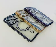 Чехол iPhone 15 Glitter MagSafe (фиолетовый)